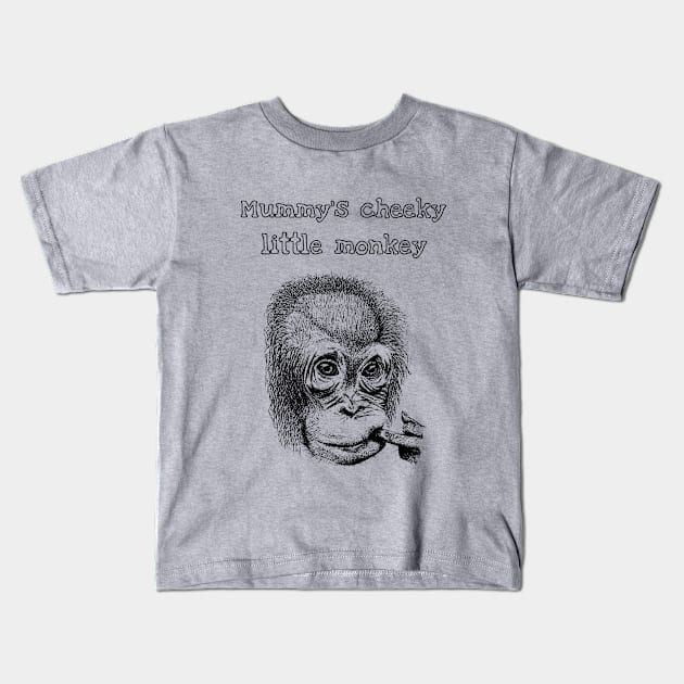 Mummy's cheeky little monkey t shirt Kids T-Shirt by bens black line art